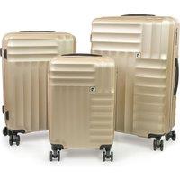 Pierre Cardin Soleil Wheeled Hard Sided 3pc Suitcase Set TSA Luggage Locks Champagne in Metallic Gold | Size: 3 Pack