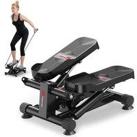 Armadadeals Mini Hydraulic Stepper with Resistance Bands in Black