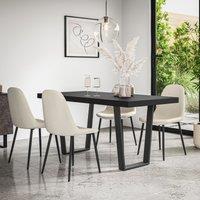 More4Homes Aria Dining Table & Chairs - Black Table Top w Black Legs + Maya Boucle Dining Chair Set Of 6 in Ivory