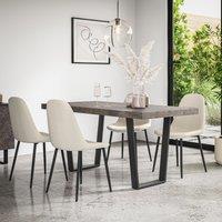 More4Homes Aria Dining Table & Chairs - Concrete Effect Table Top w Black Legs + Maya Boucle Dining Chair Set Of 6 in Ivory