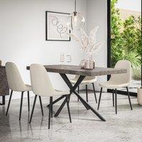 More4Homes Donni Dining Table & Chairs - Concrete Effect Table Top w Black Legs + Maya Boucle Dining Chair Set Of 6 in Ivory