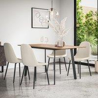 More4Homes Haydon Extending Dining Table & Chairs - Oak Effect Table Top w Black Legs + Maya Boucle Dining Chair Set Of 6 in Ivory