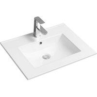 Limoge 4001A Ceramic 60cm x 45cm Thin-Edge Inset Basin with Scooped Bowl in White | Size: 60 cm x 45 cm