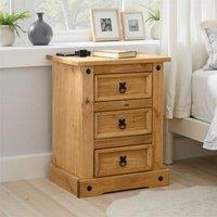 Seconique Corona 3 Drawer Bedside in Natural