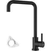 Blylund Kitchen Mixer Tap, Stainless Steel Rectangle L-Shaped Kitchen Faucet in Black