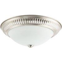 Happy Homewares Modern LED IP44 Flush Ceiling Light in with Movement Sensor in Metallic Silver