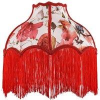 Happy Homewares Chic Red Robin Themed Vintage Victorian Style Cotton Fabric Lamp Shade | Size: 14 inches