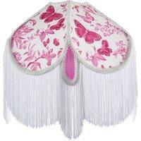 Happy Homewares Pink Butterfly Victorian Vintage Lamp Shade with Oval Velvet Sections | Size: 14 inches