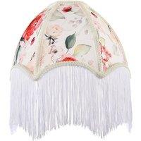 Happy Homewares 1920s Vintage Lamp Shade with Pastel Pink & Green Floral Decoration | Size: 12 inches