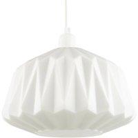 Happy Homewares Designer Opal White Glass Pendant Shade with Triangular Shaped Grooves