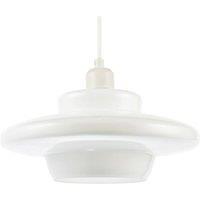 Happy Homewares Modern UFO Disc Styled Ceiling Pendant Light Shade in Opal White Glass