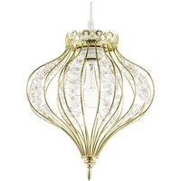 Happy Homewares Unique Teardrop Shiny Gold Pendant Lamp Shade with Clear Acrylic Beads