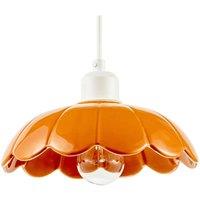 Happy Homewares Modern Orange Gloss Ceramic Pendant Light Shade with Scallop Edge