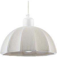 Happy Homewares Frosted White Ceramic Umbrella Pendant Light Shade with Etched Lines