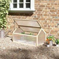 OUTSUNNY Wooden Cold Frame Greenhouse Garden Polycarbonate Grow House in White