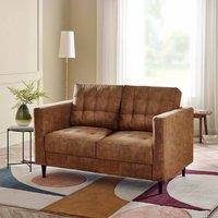FurnitureboxUK Jade Brown Faux Leather 2 Seater Sofa in Tan
