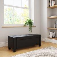 GFW Verona Crushed Velvet Storage Ottoman Bench in Black