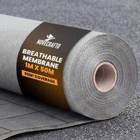 Novecrafto Breathable Roofing Membrane 1m x 50m 120 GSM Waterproof Roof Underlay in Grey