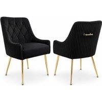 Hygrad Built to Survive Dining Chairs Set of 2 Upholstered Tufted Velvet Kitchen Chairs in Black