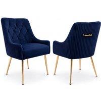 Hygrad Built to Survive Dining Chairs Set of 2 Upholstered Tufted Velvet Kitchen Chairs in Blue
