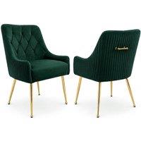 Hygrad Built to Survive Dining Chairs Set of 2 Upholstered Tufted Velvet Kitchen Chairs in Green