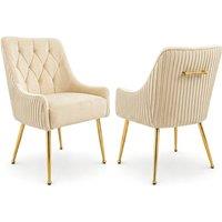 Hygrad Built to Survive Dining Chairs Set of 2 Upholstered Tufted Velvet Kitchen Chairs in Cream