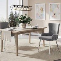 BTM Set of 2 Grey Velvet Dining Chairs with Metal Legs | Size: 6 Pack