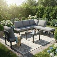 BTM Garden Lounge Set Patio Furniture Rope Sofa Table Cushion Set in Grey