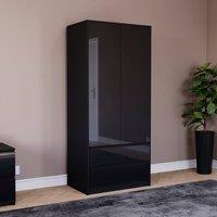 HD Designs Glinton 2 Door 2 Drawer High Gloss Wardrobe Cupboard Storage Bedroom in Black