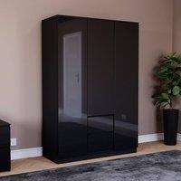 HD Designs Glinton 3 Door 2 Drawer High Gloss Wardrobe Cupboard Storage Bedroom in Black