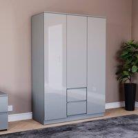 HD Designs Glinton 3 Door 2 Drawer High Gloss Wardrobe Cupboard Storage Bedroom in Grey