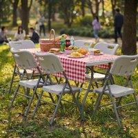 HD Designs Home Vida 6ft Folding Garden Table & 6 Chairs Outdoor Dining Set in White