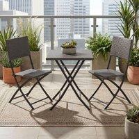 HD Designs 3Pc Capri 2 Seater Rattan Bistro Set - 2 Chairs & Table in Grey