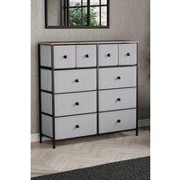HD Designs Chorley 10 Drawer Chest Of Drawers Fabric Wide Storage in Light Grey