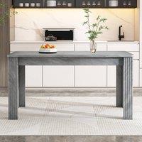 Merax Modern Rectangle Dining Table, Wood Kitchen Dinner Table for 4 Persons in Grey