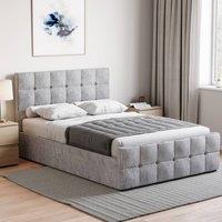 HD Designs Valentina Double Ottoman Bed Frame Velvet Fabric UKFR in Silver