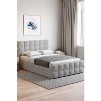HD Designs Valentina Double Ottoman Bed Frame Velvet Fabric UKFR in Light Grey