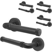AFIT Black Door Handle Matt Black Internal Lever On Rose Door Handle 4 Pack | Size: 150mm x 150mm