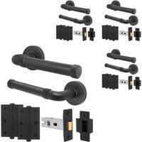 AFIT Black Door Handle Latch Set Matt Black Door Handle, Latch Hinges4 Pack | Size: 150mm x 150mm