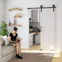 HOMCOM 152.4cm Sliding Barn Door Kit, Sliding Door with Track, White