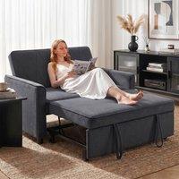 HOMCOM 2 Seater Sofa Bed, 3-in-1 Velvet Pull Out Sleeper Sofa, Dark Grey