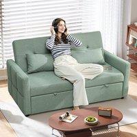 HOMCOM 2 Seater Sofa Bed, Convertible Pull Out Bed Settee, Light Green