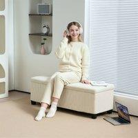 HOMCOM Storage Ottoman with Lid, 112cm Bench Chest Box in Beige