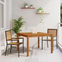 Berkfield Home 3 Piece Garden Dining Set Black Poly Rattan Acacia