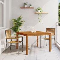 Berkfield Home 3 Piece Garden Dining Set Grey Poly Rattan Acacia