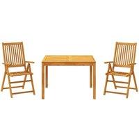 Berkfield Home 3 Piece Garden Dining Set Solid Wood Acacia in Brown