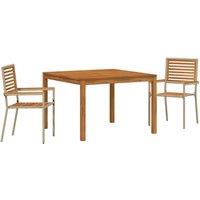 Berkfield Home 3 Piece Garden Dining Set Beige Poly Rattan Acacia