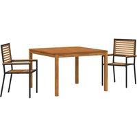 Berkfield Home 3 Piece Garden Dining Set Black Poly Rattan Acacia