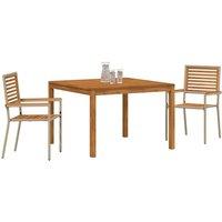 Berkfield Home Modern 3 Piece Garden Dining Set Beige Poly Rattan Acacia