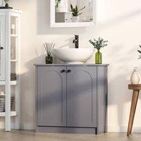 KEEPREAPER Stylish Bathroom Freestanding Cabinet with Shelf & Soft Close Doors in Grey